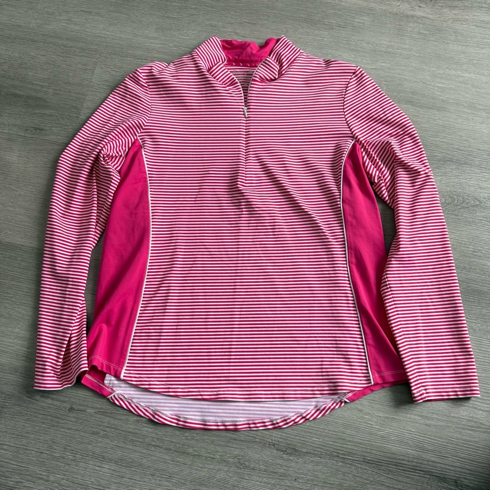 Tommy Bahama Pink and White Striped Long Sleeve Top